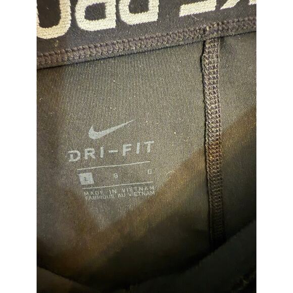 Nike Pro Dri-FIT Black Workout Gym Leggings Women’s Large white check logo - Picture 7 of 9